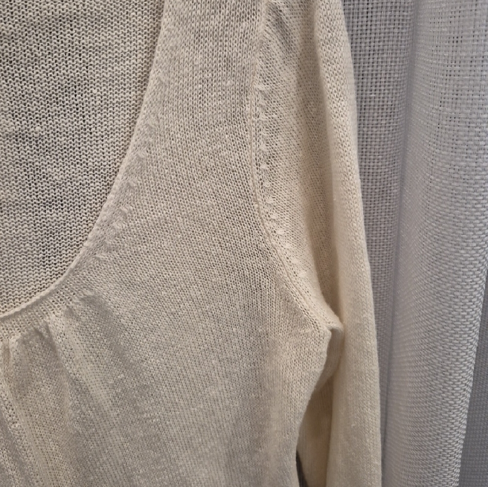 Eileen Fisher Lightweight Scoop Neck Sweater - Ivory - Picture 4 of 7